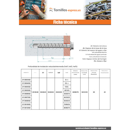 1 x Tornillo hormigón cabeza hexagonal resalto reborde TORX T10 6X120 Acero cincado blanco