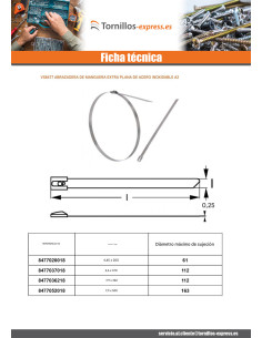 Abrazadera extra plano 4,6 x 200 Inoxidable A2 2