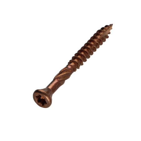 1 x Tornillo terraza TEKOR cabeza fresada abombada TORX T25 5X50 cut punta antihendidura tipo 17 Inoxidable A4 marrón