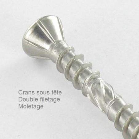 1 x Tornillo terraza TEKOR doble roscado cabeza fresada/testa svasat TORX T25 5X60 cut punta antihendidura tipo 17
