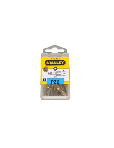 1 x Caja de 6 Punta Pozi PZ4 STANLEY longitud 25