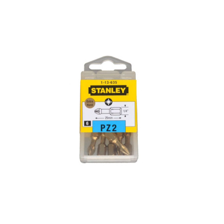 1 x Caja de 6 Punta Pozi PZ4 STANLEY longitud 25