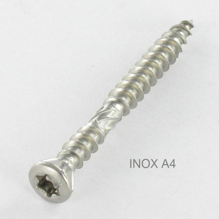 1 x Tornillo terraza TEKOR doble roscado cabeza fresada/testa svasat TORX T25 5X60 Inoxidable A2