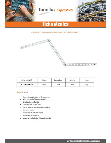 1 x Metro plegable plástico STANLEY 2 metros