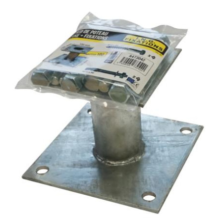 1 x Base del palo fijo con FIJACIONES 140x140 fuerte resistencia a la corrosión Acero galvanizado en caliente