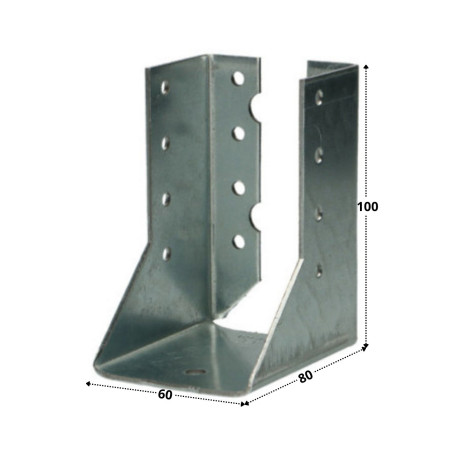 1 x Colgador de vigueta en forma de U con Aletas interior sendzimir 60X100