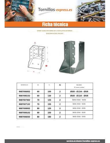 1 x Colgador de vigueta en forma de U con...
