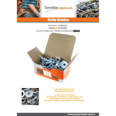 1 x KG de TORNILLOS MISCELÁNEAS en Acero bruto FIXMIX