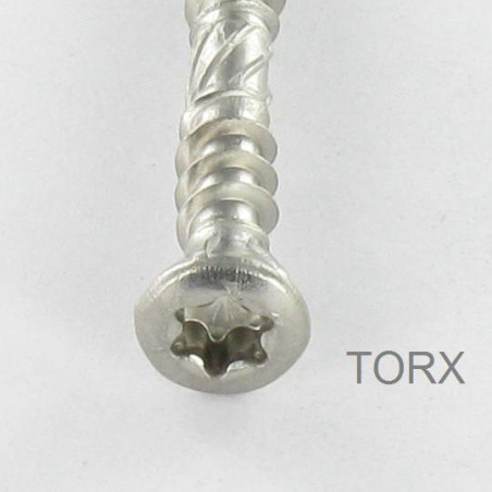 1 x Tornillo terraza TEKOR doble roscado cabeza fresada/testa svasat TORX T25 5X50 cut punta antihendidura tipo 17