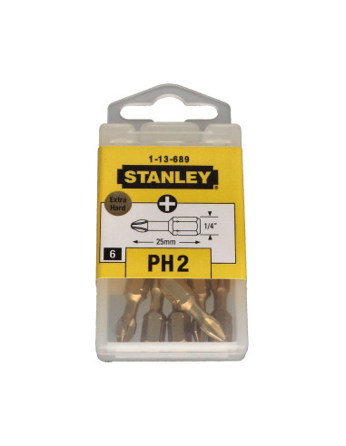 1 x Caja de 6 Punta Phillips 2 STANLEY longitud 25