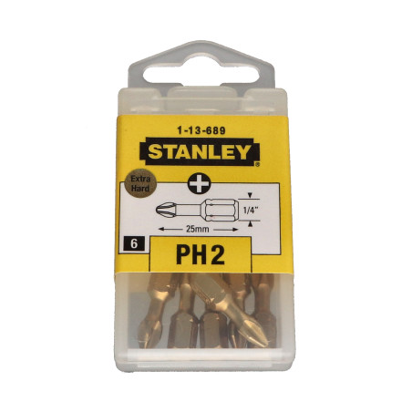 1 x Caja de 6 Punta Phillips 2 STANLEY longitud 25