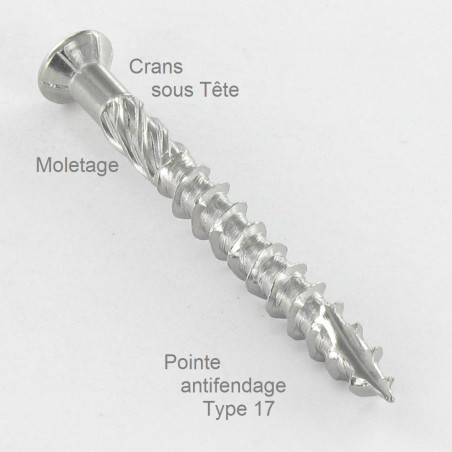 1 x Tornillo terraza TEKOR cabeza fresada abombada TORX T15 4X40 cut punta antihendidura tipo 17 Inoxidable A4