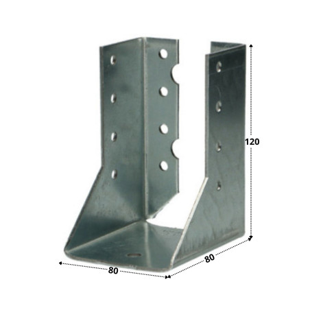 1 x Colgador de vigueta en forma de U con Aletas interior sendzimir 80X120