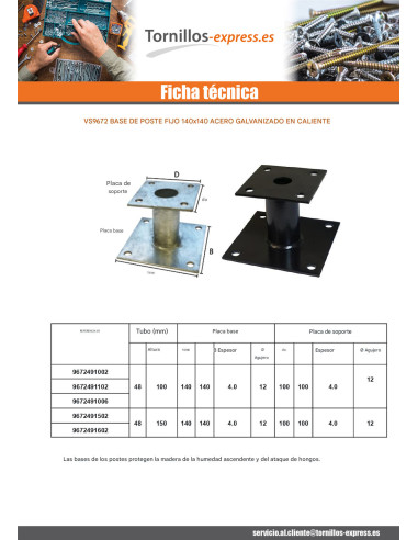 1 x Base del palo fijo 140x140 fuerte...