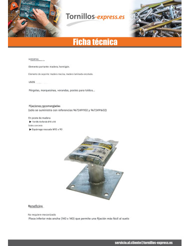 1 x Base del palo fijo 140x140 fuerte...