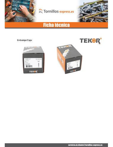 1 x Tornillo terraza TEKOR cabeza fresada...