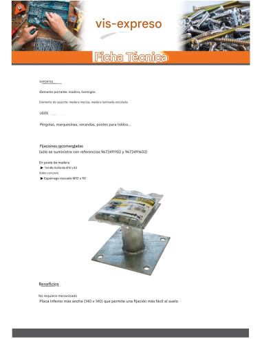 1 x Base del palo fijo con FIJACIONES 140x140...