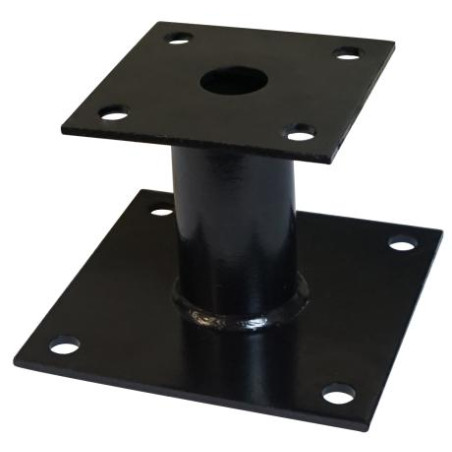 1 x Base del palo fijo 140x140 fuerte resistencia a la corrosión Acero galvanizado en caliente Negro
