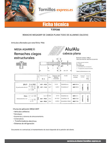 1 x Remache ciego, totalmente de aluminio...