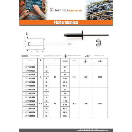 1 x Remache flor GOSTAR Aluminio Vástago acero 4X10 Negro