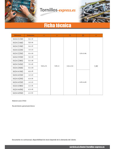 1 x Tornillo chapa CHC BTR llave de 5 4.8X70...