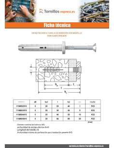 Taco para clavar Nylon reborde Fischer con clavo N8X60-20F 2