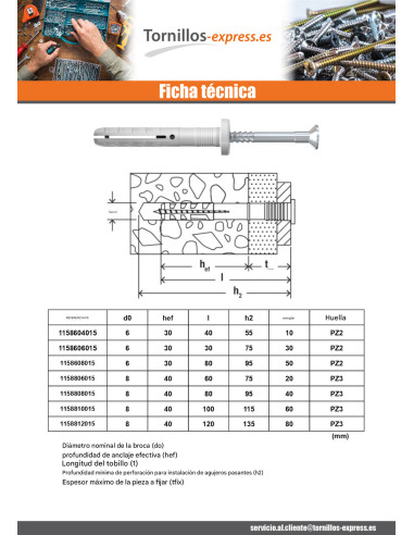 1 x Taco para clavar Nylon reborde Fischer con...