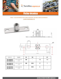 Placa de montaje con Tuerca hexagonal M10 Acero cincado... 2
