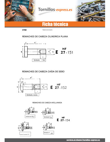 1 x Remache FUERZAS cabeza bombeada 5X32 Acero...