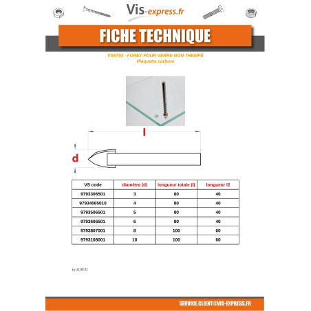 1 x Broca para vidrio no templado 5X80