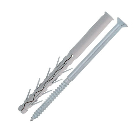1 x Taco para clavar larga Nylon 10X135 + Tornillo cabeza fresada/testa svasat Acero cincado blanco