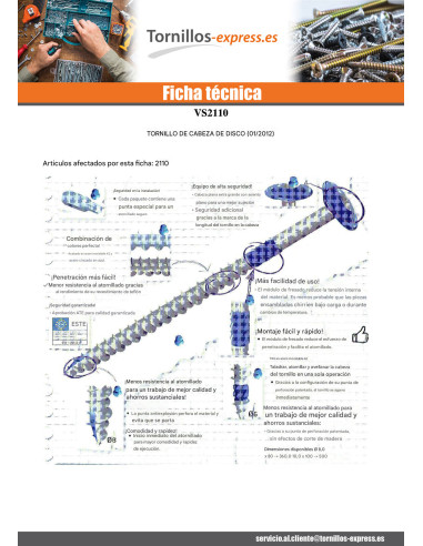 1 x Tornillo madera aglomerado cabeza disco...