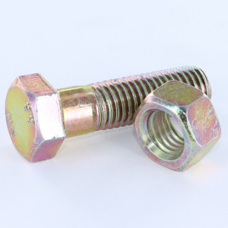 1 x Perno (vendido con tuerca) cabeza hexagonal M8X130 Clase 8.8 Bicromato 200 Horas niebla salina sin óxido rojo