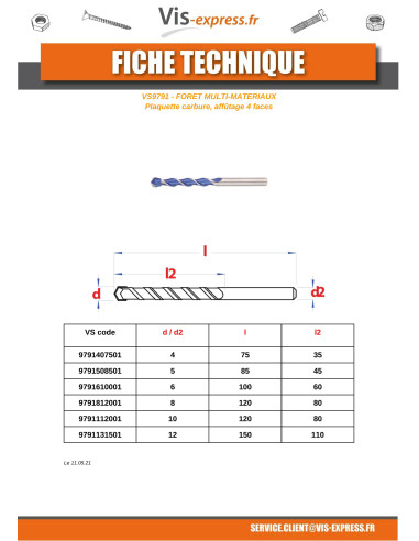 1 x Broca multimaterial 12X150