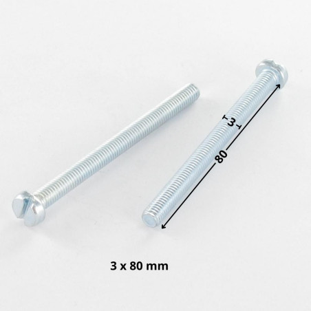 1 x Tornillo metales cabeza cilíndrica ranura M3X80 roscado parcial Acero cincado blanco microtornillo