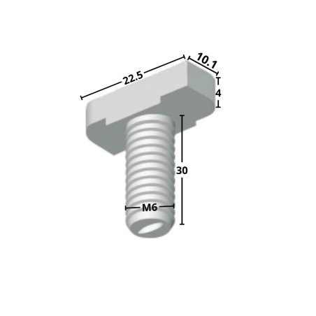 1 x Tornillo metales cabeza martillo M6X30 para 28/15 perfiles Clase 8.8 con nueces Acero bruto