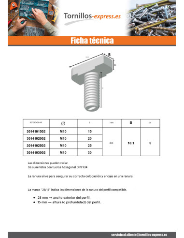 1 x Tornillo metales cabeza martillo M6X20 para...