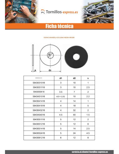 1 x Arandela Caucho Negro 10X20X3