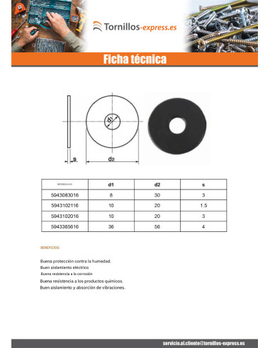 1 x Arandela Caucho Negro 10X20X3