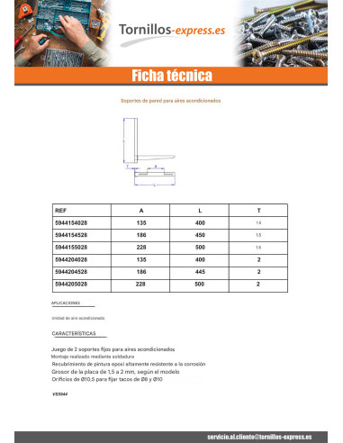 1 x Kit de 2 soportes murales para climatizador...