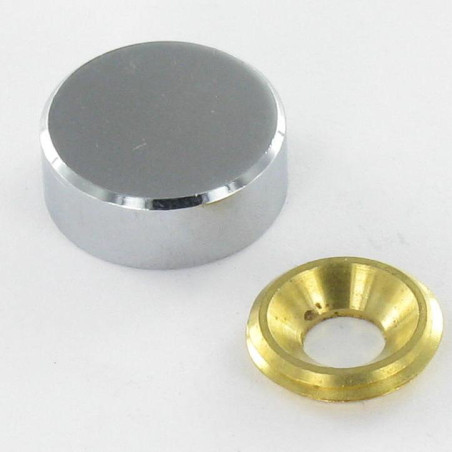 1 x Roseta cilíndrica o embellecedor tornillo (1 roseta y 1 arandela de tornillo) Latón cromo diámetro 15 para