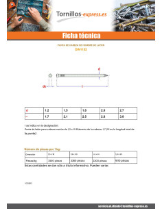 Kg de puntas Latón cabeza cabeza perdida 1.5X18 diámetro... 2