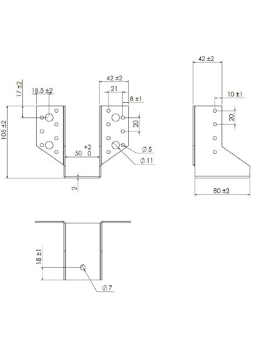 1 x Colgador de vigueta en forma de U con...