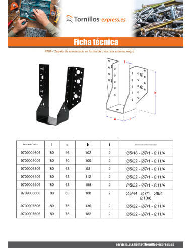 1 x Colgador de vigueta en forma de U con...