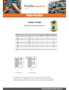 Inserto con cabeza FINFIJO Latón M5X9.5 2