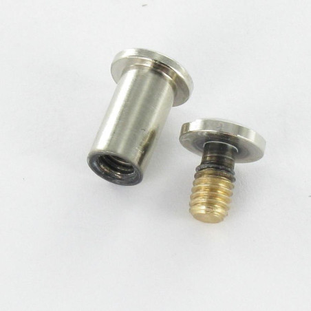 1 x Tornillos encuadernador M4 Latón niquelado para Apretando 15 con 20