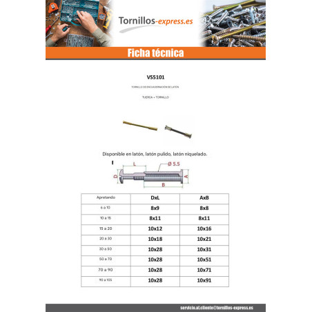 1 x Tornillos encuadernador M4 Latón niquelado para Apretando 15 con 20
