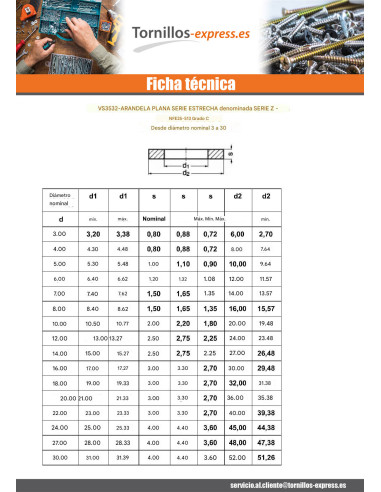 1 x Arandela plano M8X16X1.5 Z Latón