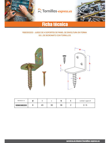 1 x Juego de 4 soportes en forma de L para...