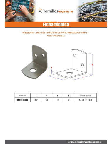 1 x Juego de 4 soportes en forma de L para...